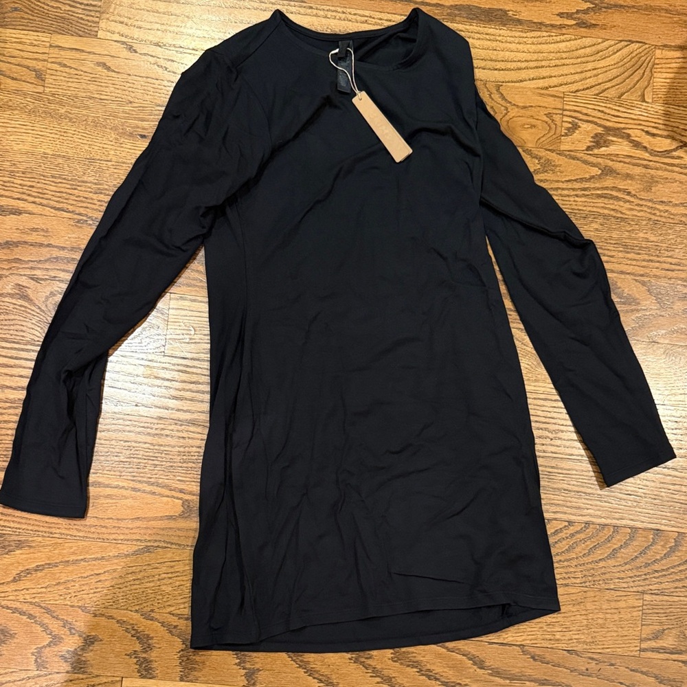 SKIMS Midnight Black Long Sleeve Mini Dress